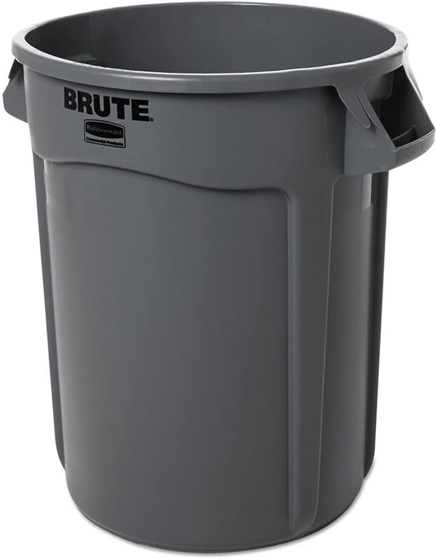 Rubbermaid BRUTE 32 Gal Gray Vented Trash Can, Pack of 2, Heavy-Duty f