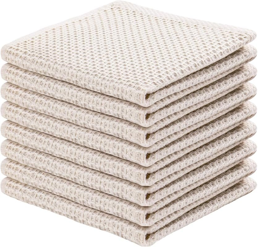 joybest 8-Pack Waffle Weave Cotton Dish Cloths, Ultra Soft Quick Drying