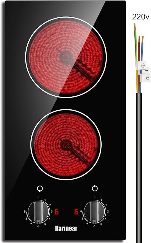 Karinear 2 Burner Electric Cooktop with Residual Heat Indicator & Over