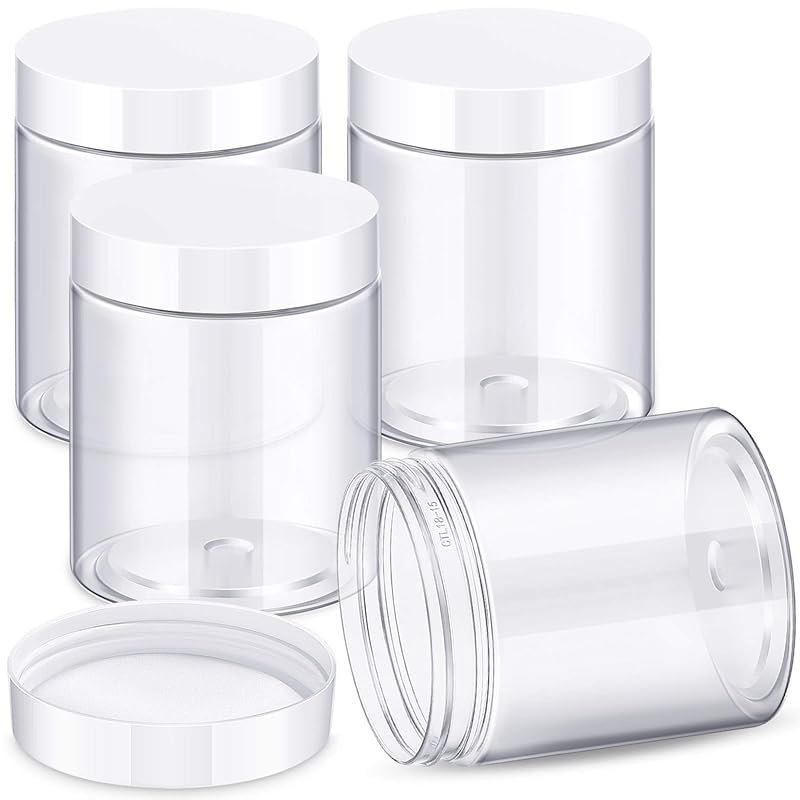 6 Pack 2 oz Round Clear Leak-Proof Cosmetic Jars with White Lids