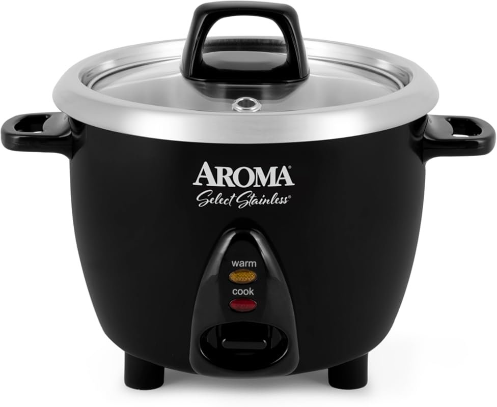 Aroma Housewares Select 6-Cup Uncoated Stainless Steel Rice Cooker & W