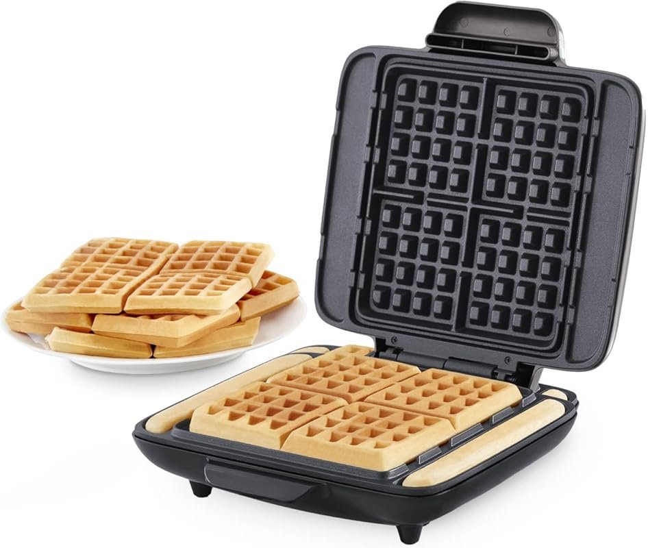 Dash No‑Drip Waffle Maker – Makes Four Waffles Simultaneously, Dual No