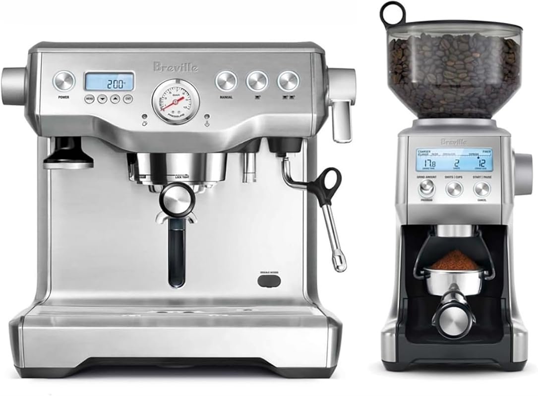 Breville Dynamic Duo Package: Dual Boiler Espresso Machine & Smart Gri
