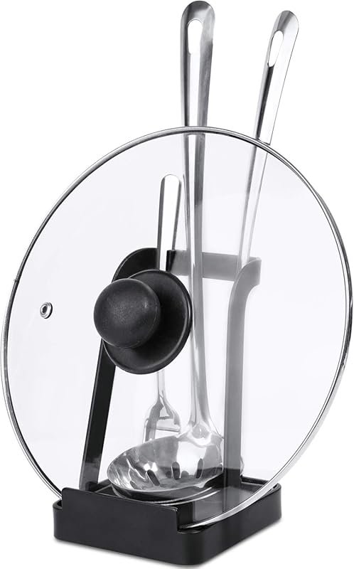 NiHome Black Pot Lid Ladle Holder with Washable Drip Tray