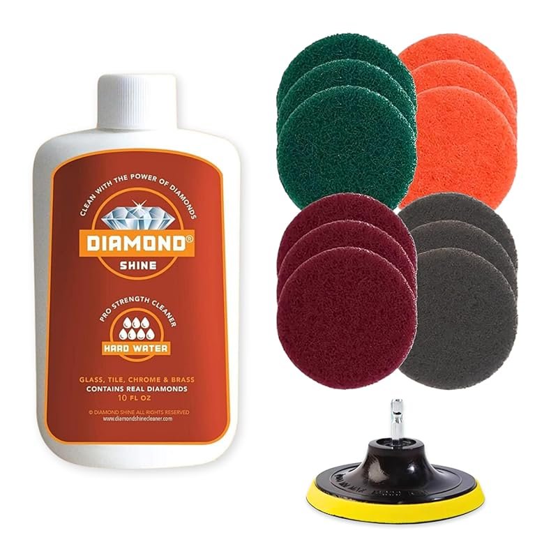 Hard Water Stain Remover 14-Piece Drill Brush Kit for Shower Doors, Gl