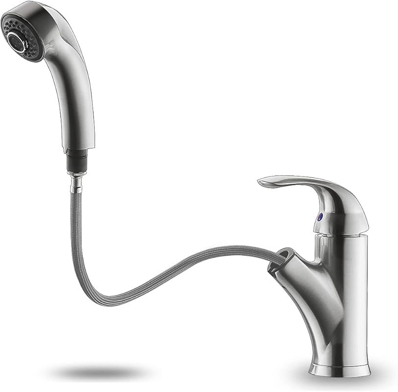 Solid Brass Commercial Kitchen Faucet with Pull Out Sprayer, Single Ha