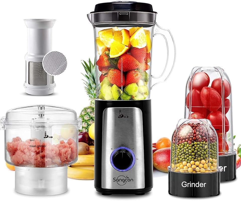 SANGCON 5-in-1 High-Speed Blender & Food Processor for Meat, Vegetable