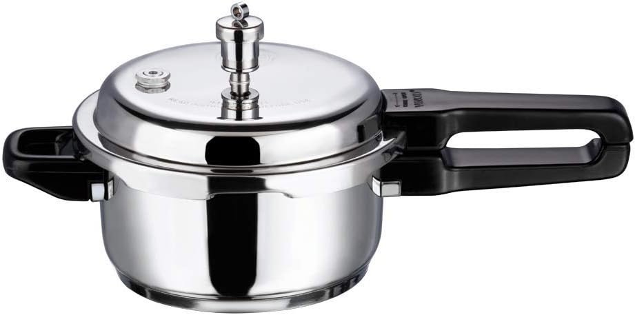Vinod 2-Litre Stainless Steel Outer Lid Pressure Cooker for Indian Coo