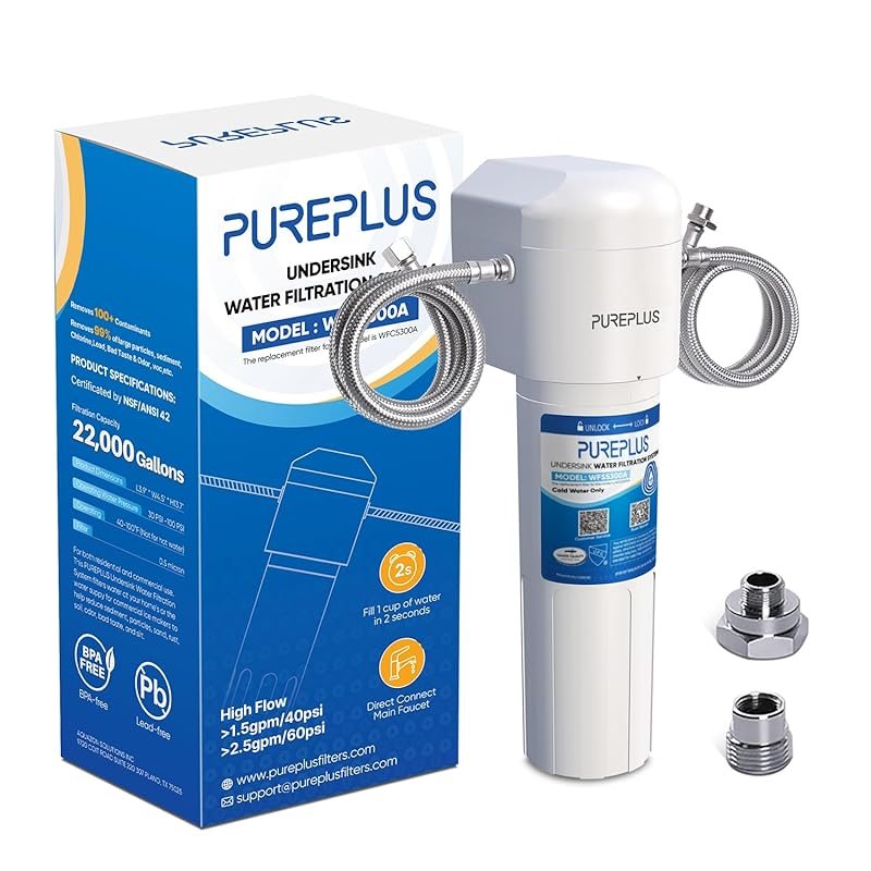 PUREPLUS Under Sink Water Filtration System 99.99% Chlorine Reduction 