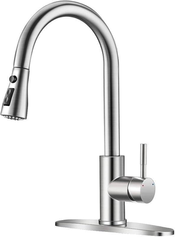 Brushed Nickel Kitchen Faucet with Pull Down Sprayer, Single Handle St