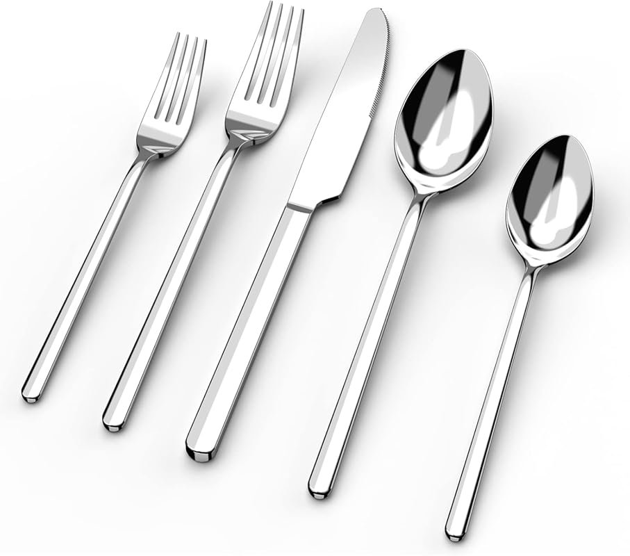 KINGSTONE 20-Piece 18/10 Stainless Steel Mirror Polished Flatware Set 