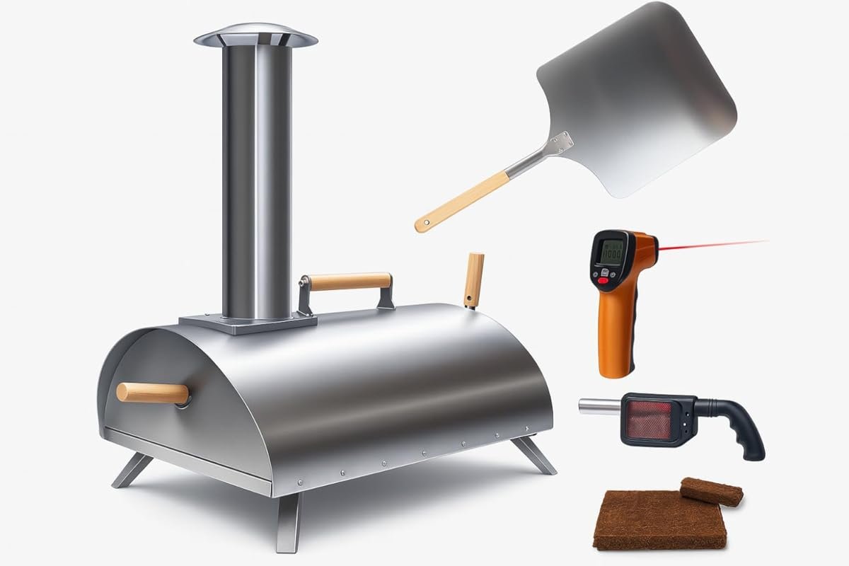 Pellethead Portable Pizza Oven Kit with Peel, Blower & Thermometer