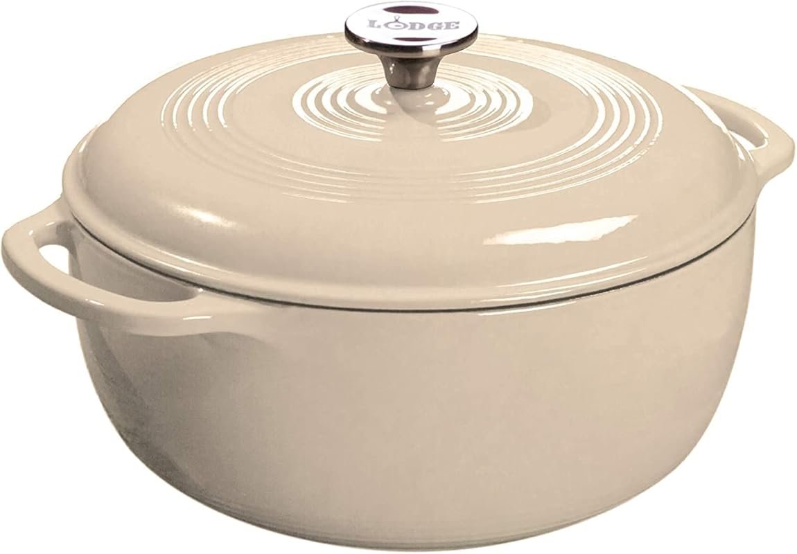 Lodge 3 Quart Enameled Cast Iron Dutch Oven with Dual Handles, Oven & 
