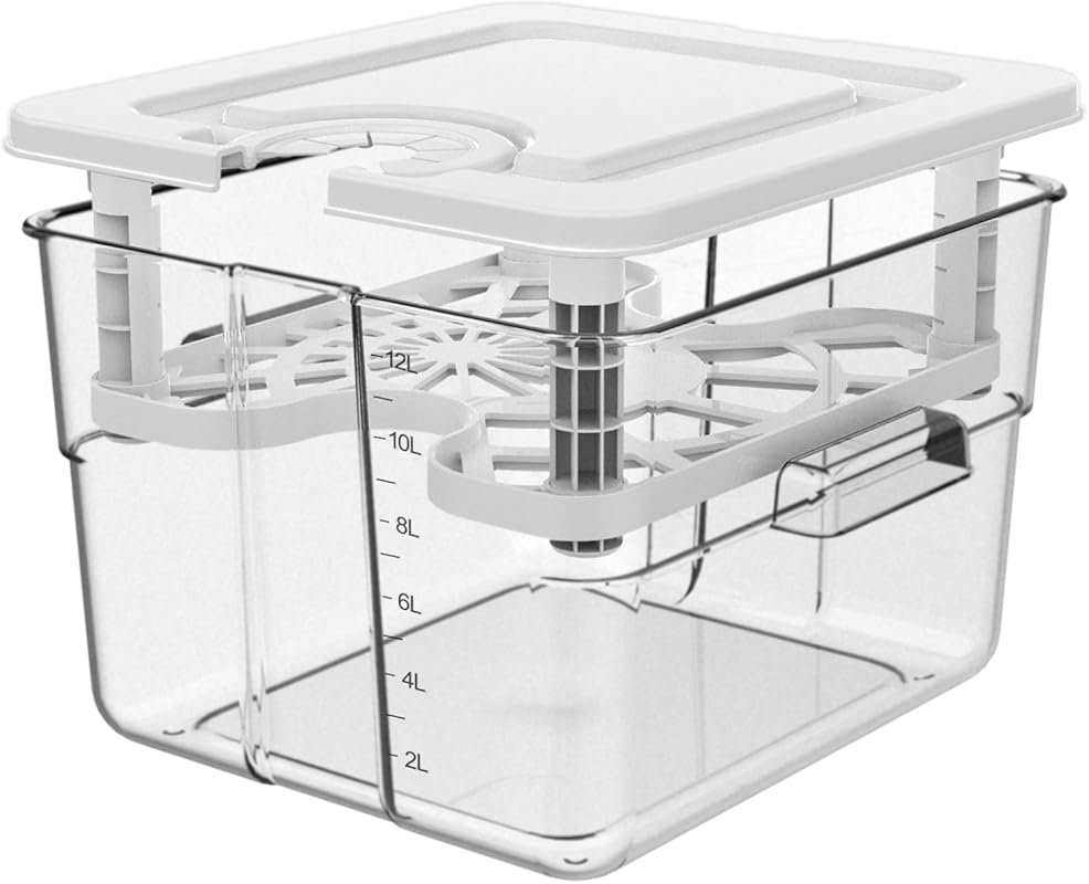 12.6 Quart Sous Vide Container with Lid and Rack – Slow Cooker Pot for