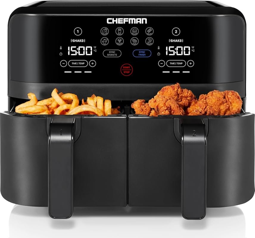 Chefman TurboFry Touch Dual Air Fryer, Double Basket Capacity