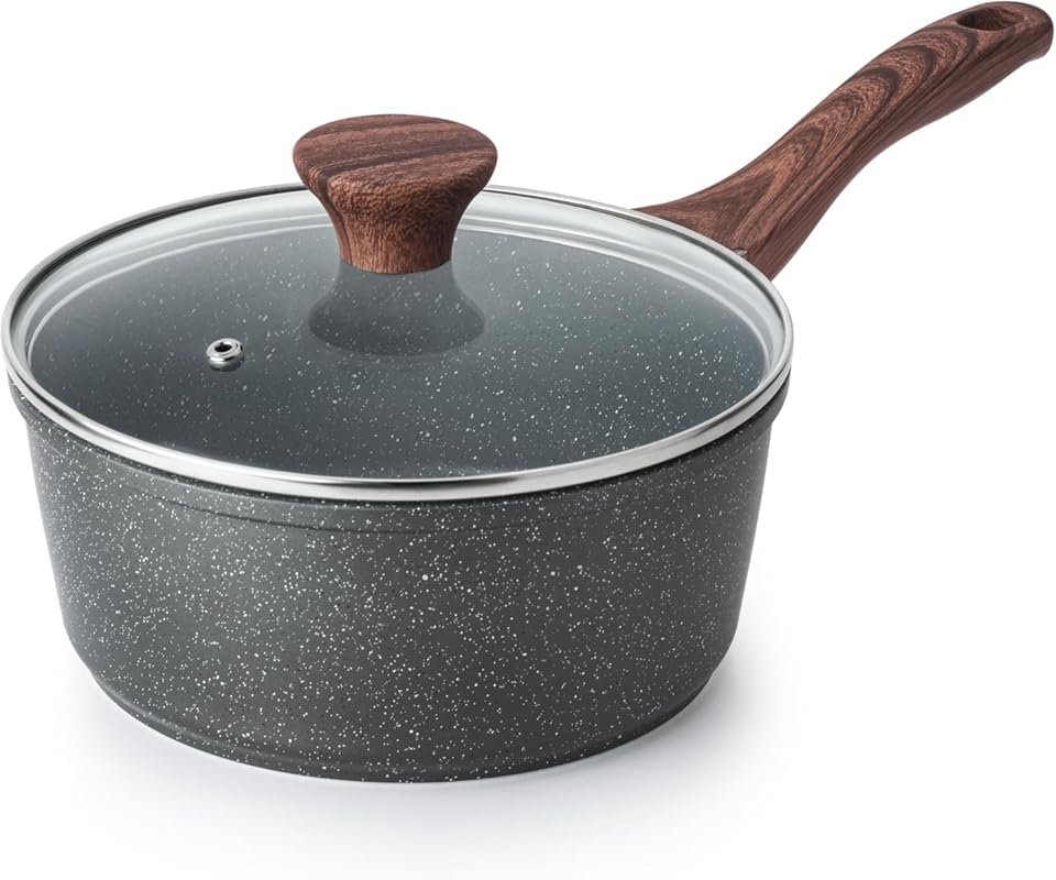 SENSARTE 1.5Qt Nonstick Saucepan with Lid, Swiss Granite Coating, Indu