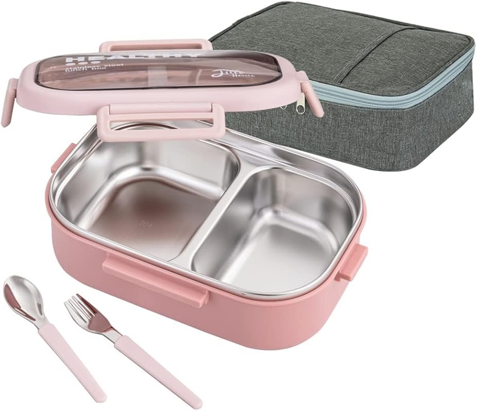 Lille Home 28oz Leakproof Bento Box: 2-Compartment Stainless Steel Lun
