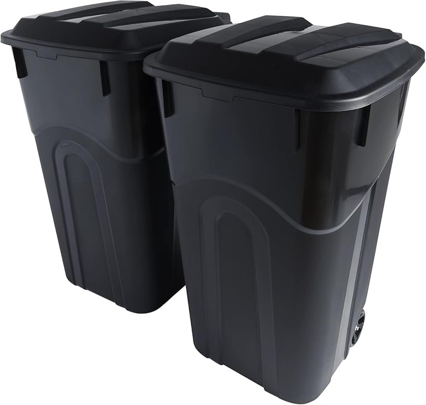 United Solutions Black 32 Gallon Wheeled Garbage Can with Snap Lock Li