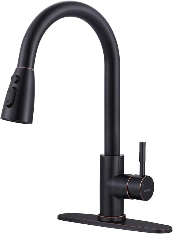 WOWOW Oil Rubbed Bronze Pull Down Kitchen Faucet with Sprayer, High Ar