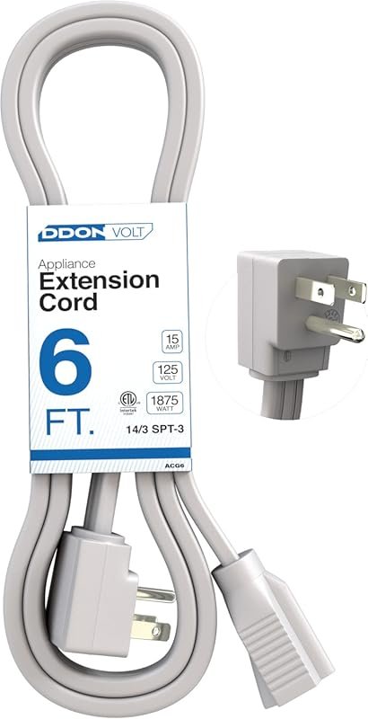 6‑Foot Heavy‑Duty Gray Appliance Extension Cord, 14 Gauge