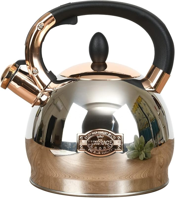 Stainless Steel Whistling Tea Kettle, Metal Capsulated Bottom, 2.8Qt F