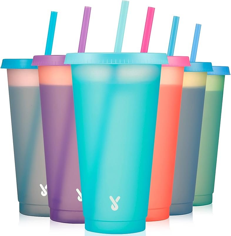 HIGIINC 16 oz Unbreakable Glass Iced Coffee Cups with Lids and Straws