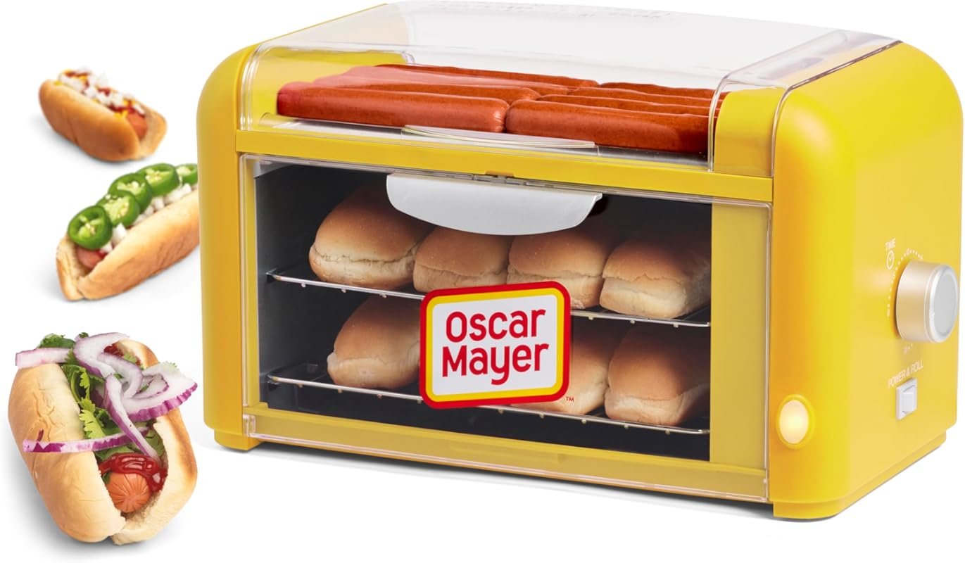 Nostalgia Oscar Mayer Extra Large 8 Hot Dog Roller & Bun Toaster Oven