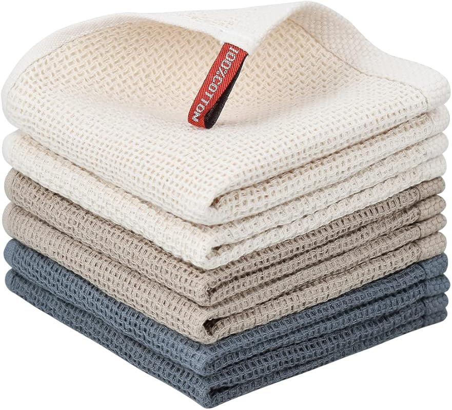 Nialnant 6-Pack 100% Cotton Soft Absorbent Dish Towels, Quick Drying K