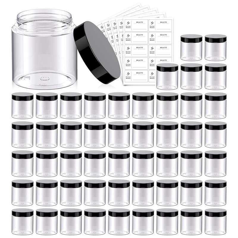Patelai 4-Pack Round Wide-Mouth Leak-Proof Plastic Jars with Lids