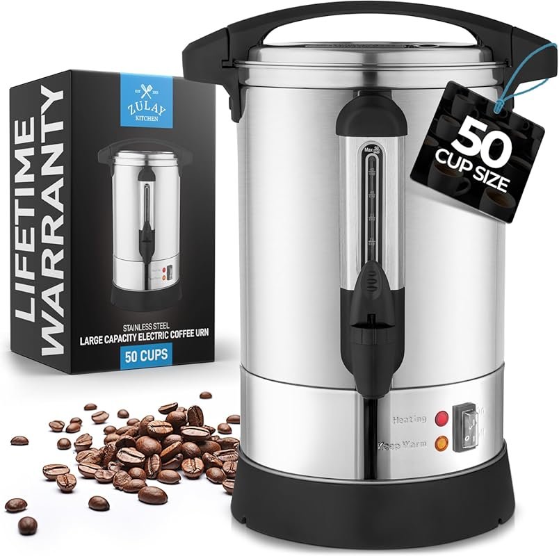 Zulay Kitchen 50‑Cup Commercial Grade Coffee Maker Urn, Double‑Wall St