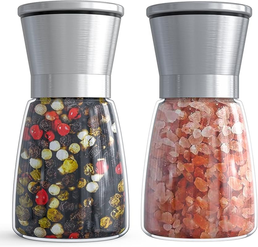 Ebaco Salt & Pepper Grinder Set – Refillable Stainless Steel Mills, Ad