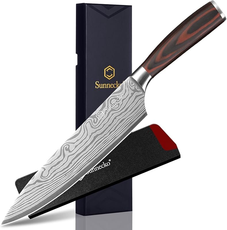 Sunnecko 8-Inch Japanese Chef Knife with Ultra Sharp Blade & Pakkawood