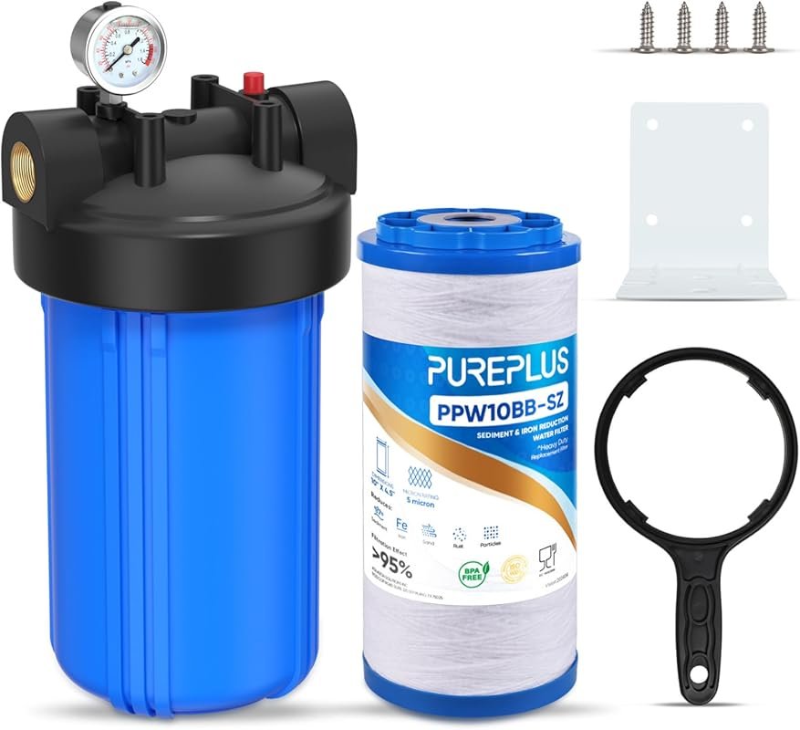 PUREPLUS 1-Stage Whole House Water Filter with Iron Manganese Reductio