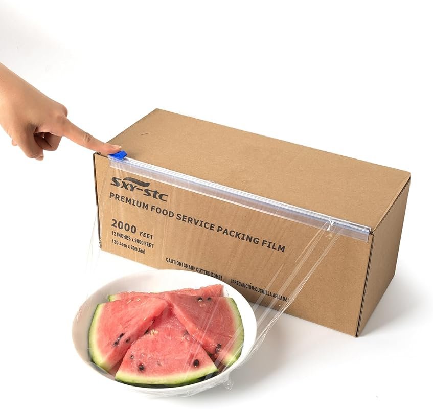 Durable Commercial-Grade Plastic Food Wrap with Slide Cutter, 12