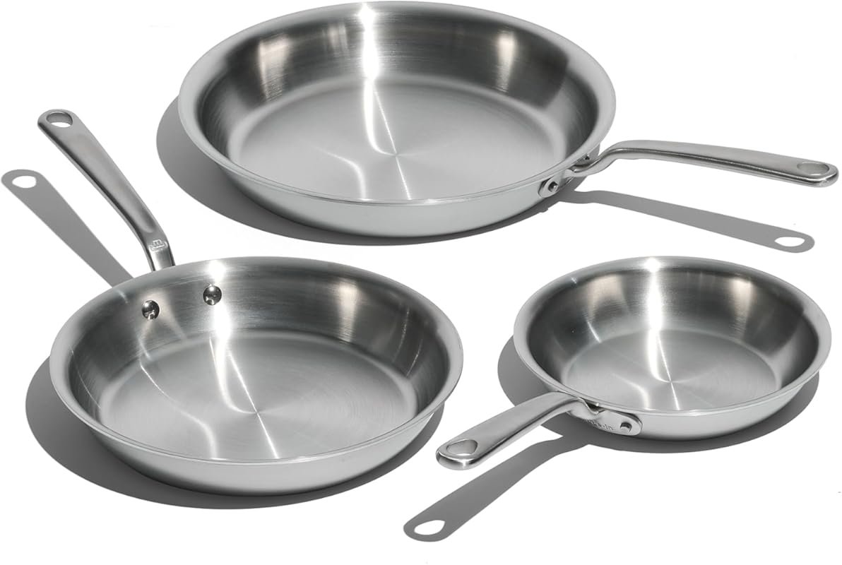 3-Piece Stainless Frying Pan Set (8