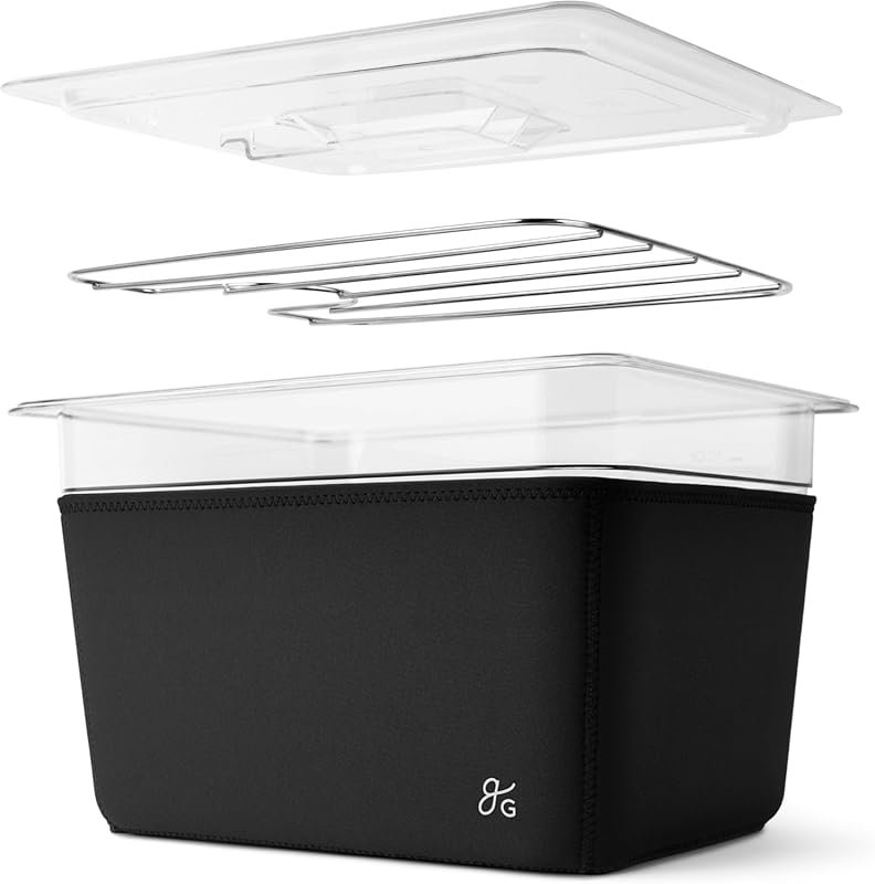 Greater Goods 12 Qt Black Sous Vide Container with Stainless Steel Rac