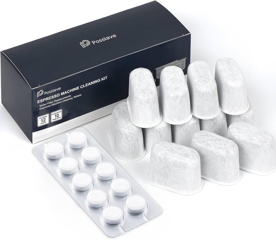 possiave 12-Pack Charcoal Filters & 10-Pack Cleaning Tablets for Brevi