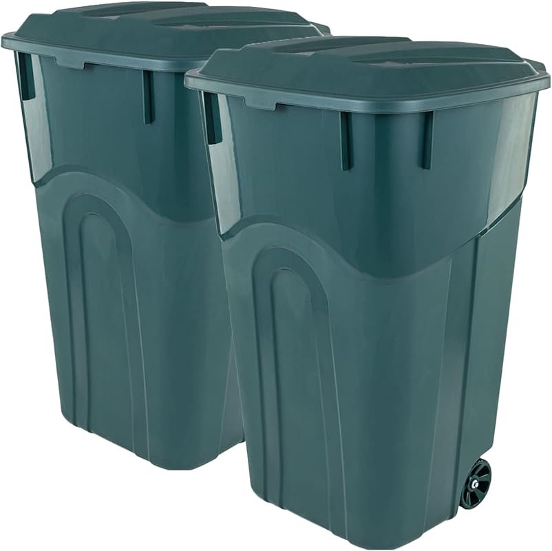 Eco Green 32 Gallon Wheeled Outdoor Garbage Can with Snap Lock Lid, He