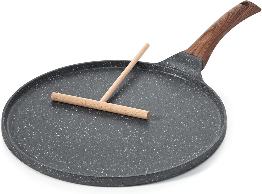 SENSARTE 12-Inch Nonstick Crepe & Dosa Pan, Swiss Granite Coating, Ind