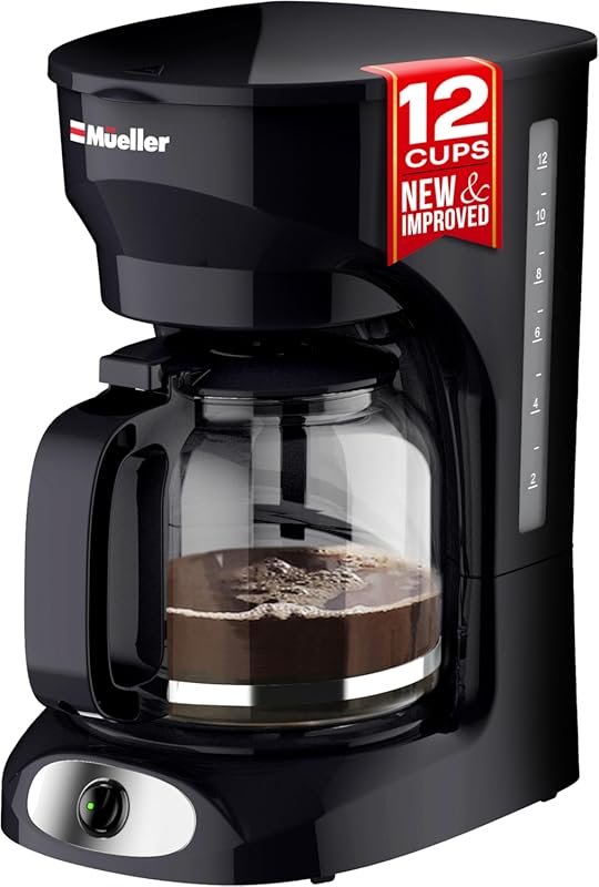 Mueller 12-Cup Drip Coffee Maker with Borosilicate Carafe, Reusable Fi