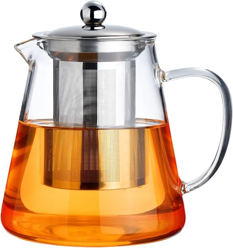 PARACITY 18.6 oz Glass Teapot – Borosilicate, Removable Stainless Stee