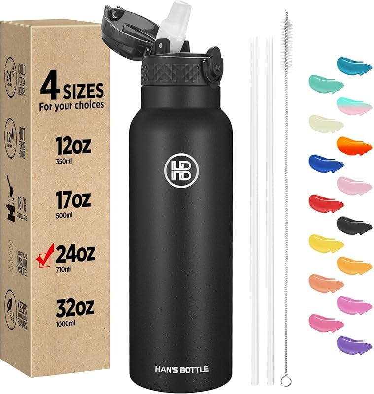 Han's Bottle 24 Oz Vacuum Insulated Stainless Steel Sports Water Bottl
