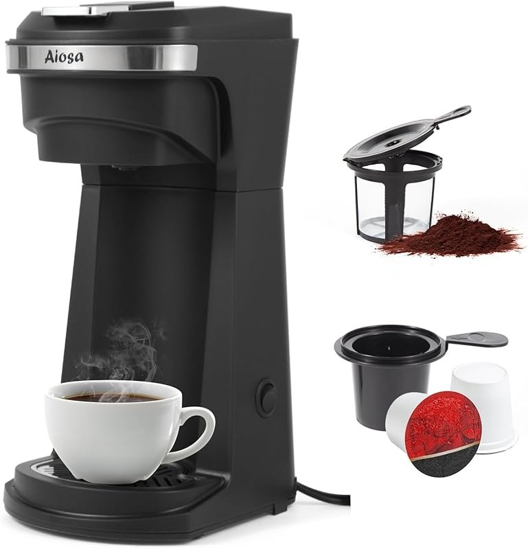 Fast-Brew 6–14oz Single-Serve Coffee Maker with Reusable Filter, Auto 