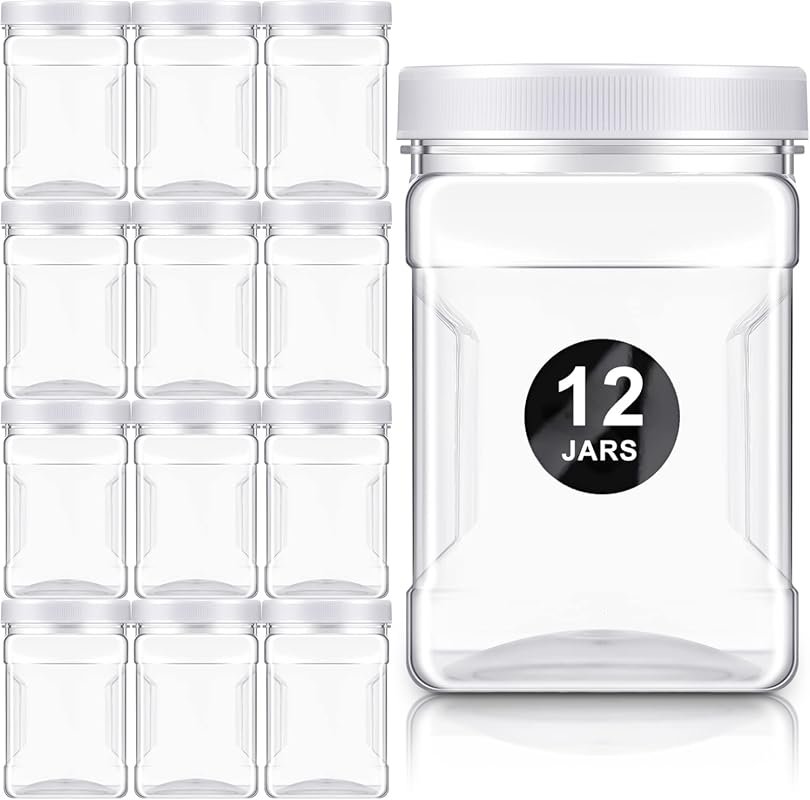 50 Pack 4 oz Clear Plastic Jars with Black Lids