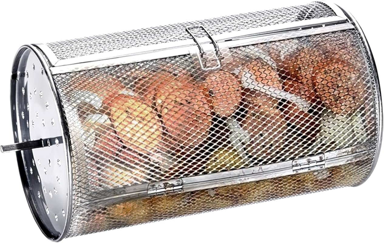 ROTO-Q 360 Rotisserie Tumble Basket for Chicken Wings, Coffee Beans & 
