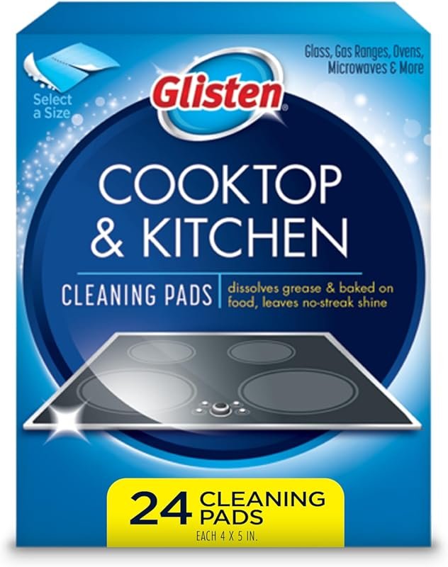 Glisten Lemon Scent Cooktop Cleaning Pads for Glass, Gas & Microwaves 