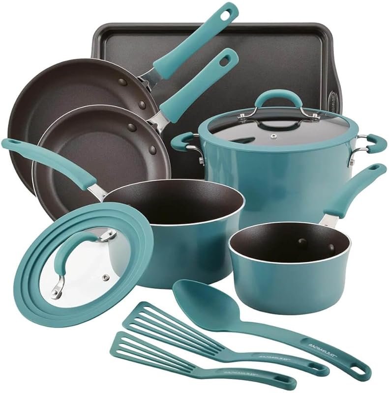 Rachael Ray 11-Piece Nonstick Cookware Set in Blue