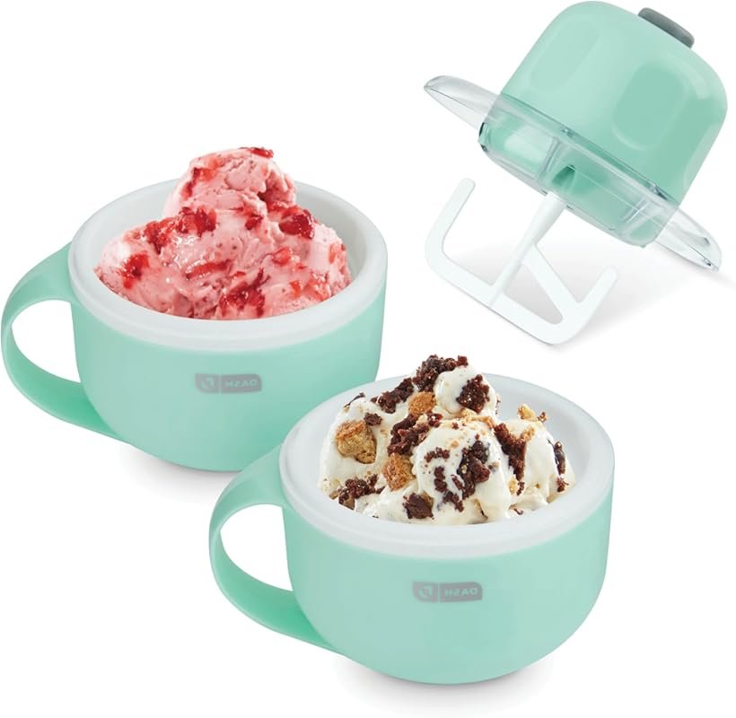 Dash My Mug Single Serving Ice Cream Maker in Aqua with 2 Bowls