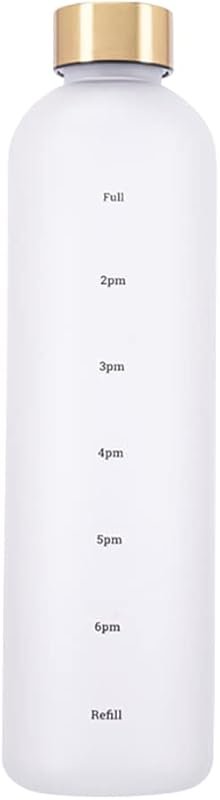 Eforcase 32oz Slim Plastic Water Bottle with Time Marker, Leak-Proof f