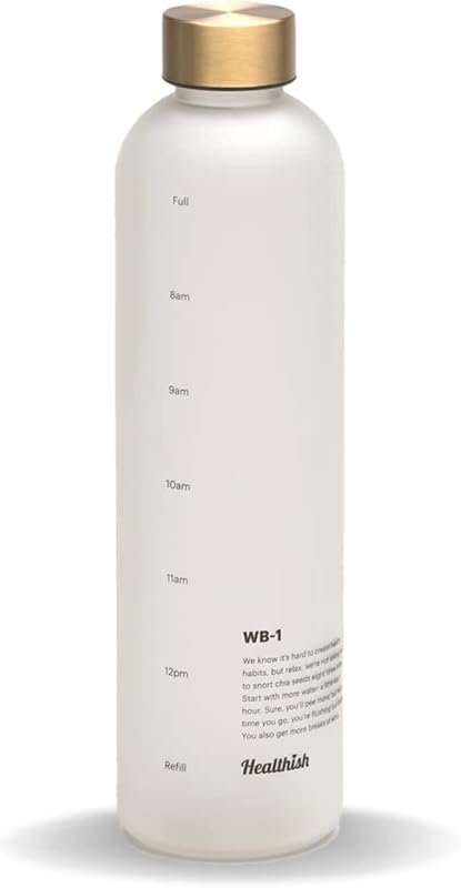 Healthish 1 Liter Motivational Water Bottle with Hourly Reminders & Br